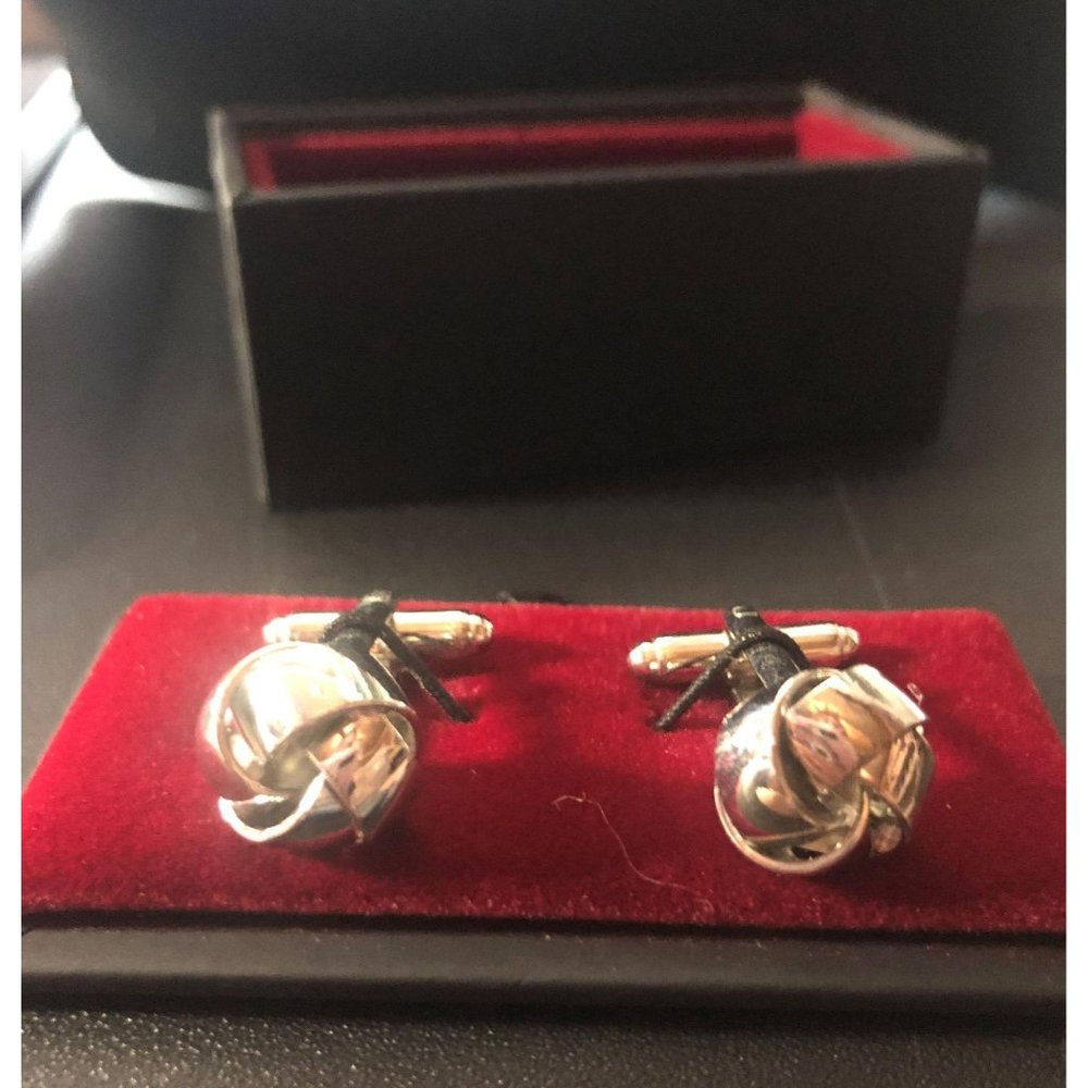 Men's Silver Knot Cufflinks With Box